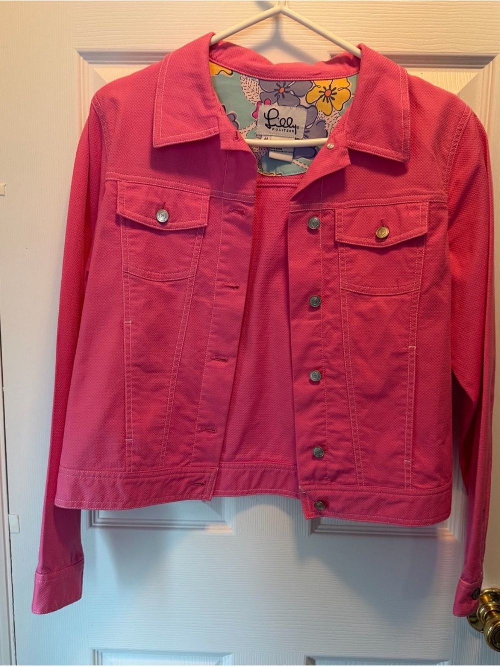 Lilly Pulitzer white tag pink denim jacket